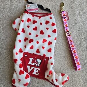 Peanuts Red and White Heart Dog Outfit